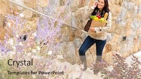  Presentation with climbing stairs - PPT layouts featuring smiling woman climbing stairs talking background and a soft green colored foreground