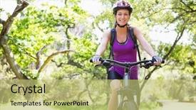  Presentation with cycling - Slides with smiling woman cycling background and a yellow colored foreground