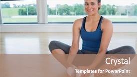 Presentation with bound - Beautiful presentation featuring smiling woman doing bound angle backdrop and a coral colored foreground