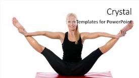  Presentation with pilates - Amazing presentation design having smiling-woman-doing-pilates-exercise backdrop and a white colored foreground