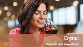  Presentation with holidays - Presentation consisting of smiling woman drinking red wine background and a coral colored foreground