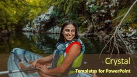  Presentation with kayak - Presentation having smiling-woman-enjoying-a-relaxing background and a tawny brown colored foreground