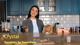  Presentation with selfie - Audience pleasing slide deck consisting of smiling-woman-holding-copyspace backdrop and a tawny brown colored foreground