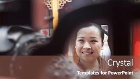  Presentation with incense - Beautiful PPT layouts featuring smiling woman holding incense backdrop and a tawny brown colored foreground
