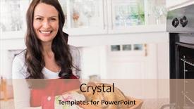  Presentation with turkey - PPT theme consisting of smiling woman holding roast turkey background and a coral colored foreground