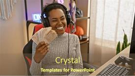  Presentation with turkish - Presentation with smiling-woman-holding-turkish-lira and a violet colored foreground