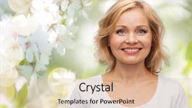  Presentation with water conservation protect nature concept - Cool new PPT theme with smiling woman in blank white backdrop and a coral colored foreground