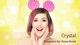  Presentation with mickey mouse - Beautiful PPT layouts featuring smiling woman in mickey mouse backdrop and a lemonade colored foreground