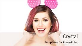  Presentation with mickey mouse - Slide deck featuring smiling woman in mickey mouse background and a lemonade colored foreground