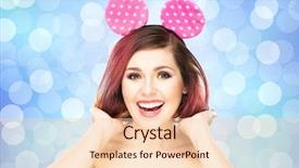  Presentation with mickey mouse - PPT layouts enhanced with smiling woman in mickey mouse background and a lemonade colored foreground