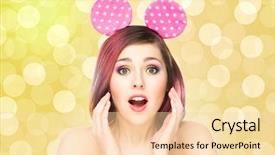  Presentation with mickey mouse - Beautiful presentation featuring smiling woman in mickey mouse backdrop and a lemonade colored foreground