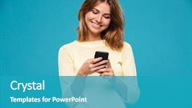  Presentation with about writing - Theme with smiling woman in sweater writing background and a teal colored foreground