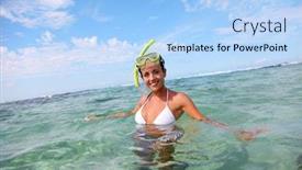  Presentation with water - Cool new slide deck with smiling-woman-in-water backdrop and a light blue colored foreground