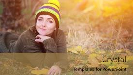  Presentation with nineteenth century woman - Presentation design enhanced with smiling-woman-portrait-dressed background and a gold colored foreground