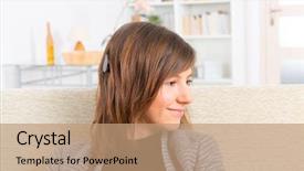  Presentation with cochlear implant - Cool new slide set with smiling woman showing cochlear implant backdrop and a coral colored foreground