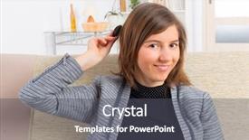 Presentation with cochlear implant - Presentation design enhanced with smiling woman showing cochlear implant background and a dark gray colored foreground