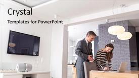  Presentation with realtor - Slide deck featuring smiling woman signing contract while background and a light gray colored foreground