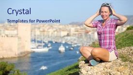  Presentation with hill - Slides consisting of woman sits on hill near background and a light blue colored foreground