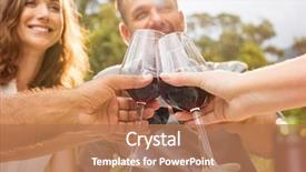  Presentation with toasting - Amazing presentation theme having smiling woman toasting with wine backdrop and a coral colored foreground