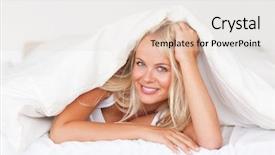  Presentation with woman in under wear - Beautiful theme featuring smiling woman under a duvet backdrop and a lemonade colored foreground