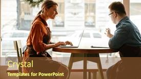  Presentation with employee training - Presentation design enhanced with smiling-woman-wearing-apron-using background and a tawny brown colored foreground