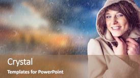  Presentation with summer winter autumn spring - Slide deck featuring smiling woman wearing winter background and a coral colored foreground