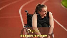  Presentation with marathon - Slides with smiling-woman-with-disablitiy-sitting background and a tawny brown colored foreground