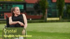  Presentation with marathon - Theme featuring smiling-woman-with-disablitiy-sitting background and a tawny brown colored foreground