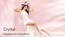  Presentation with beautiful spring flowers - Slide deck featuring smiling woman with spring flowers background and a  colored foreground