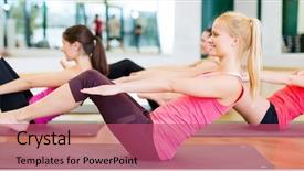  Presentation with crossfit fitness trx training exercises - Presentation theme consisting of smiling women exercising on mat background and a coral colored foreground