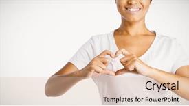  Presentation with heart disease - Slides featuring smiling women making heart shape background and a  colored foreground