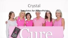  Presentation with breast cancer awareness - Beautiful PPT layouts featuring smiling women wearing pink for breast cancer awareness against pink card backdrop and a white colored foreground