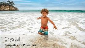  Presentation with ocean waves - PPT theme with smiling-young-african-american-boy background and a soft green colored foreground