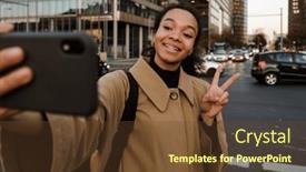  Presentation with peace - PPT layouts consisting of smiling-young-african-girl-dressed background and a  colored foreground
