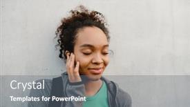  Presentation with african music - Slide set having smiling-young-african-girl background and a gray colored foreground