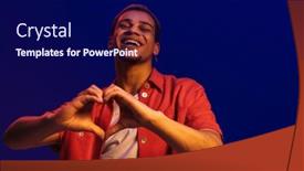  Presentation with blue neon - Presentation design enhanced with smiling-young-african-guy-doing background and a navy blue colored foreground