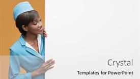  Presentation with cosmic african - Colorful slide set enhanced with smiling-young-african-stewardess-looking backdrop and a white colored foreground