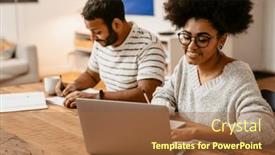  Presentation with writing notes - Presentation consisting of smiling-young-african-woman-wearing background and a tawny brown colored foreground