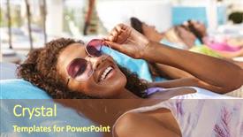  Presentation with young business woman smile show - Presentation design consisting of smiling young afro american woman background and a tawny brown colored foreground