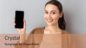  Presentation with close up of young girls - Slide deck consisting of smiling young asian woman show background and a coral colored foreground