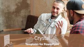  Presentation with lobby - Slide deck with smiling-young-bearded-guy background and a coral colored foreground