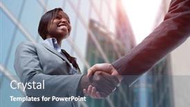  Presentation with young business man - Slides featuring smiling-young-black-business-woman background and a ocean colored foreground