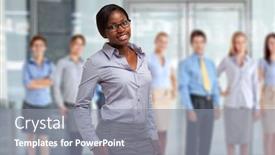  Presentation with black people - Amazing presentation theme having smiling-young-black-businesswoman backdrop and a gray colored foreground