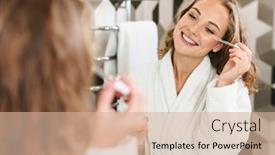  Presentation with facial - Slides having smiling-young-blonde-woman-wearing background and a lemonade colored foreground