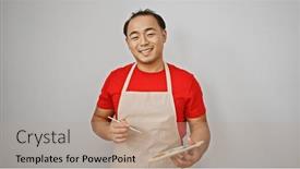  Presentation with chinese chinese - Presentation theme with smiling-young-chinese-man and a coral colored foreground