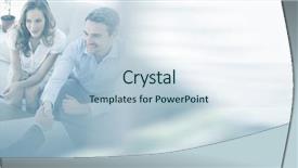  Presentation with low angle view of hockey - Presentation theme featuring smiling young couple in meeting background and a light blue colored foreground