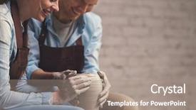  Presentation with pottery - Slide set with smiling young couple in pottery background and a gray colored foreground