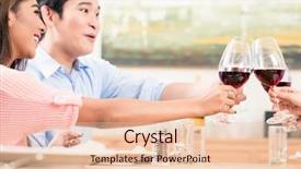  Presentation with restaurant toasting - Amazing PPT layouts having smiling young couple toasting wineglasses backdrop and a  colored foreground