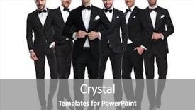  Presentation with best - Slides consisting of smiling young elegant man buttoning background and a gray colored foreground