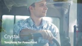  Presentation with tractor - PPT layouts consisting of smiling-young-farmer-driving background and a seafoam green colored foreground